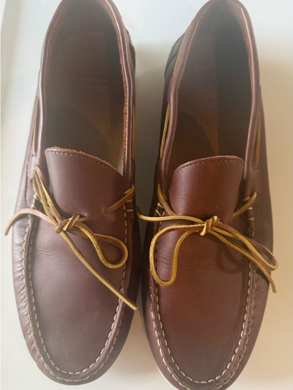 Sid Mashburn Brown Leather Boat Shoes with Tan Laces